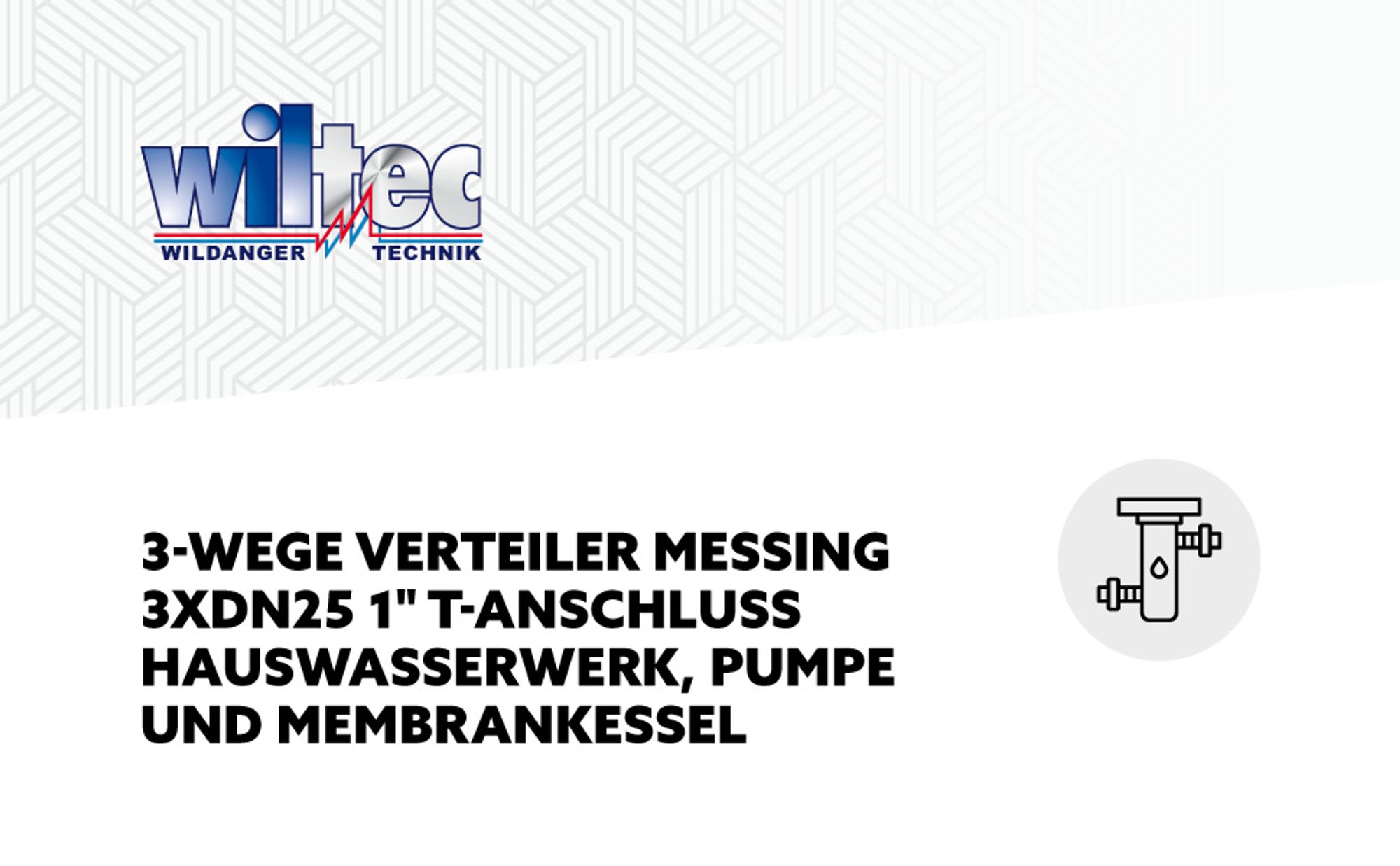 Wiltec 3-Wege Verteiler Messing 2x IG DN25 1" 1x AG DN25 1" T-Anschluss für Hauswasserwerk, Pumpe und Membrankessel