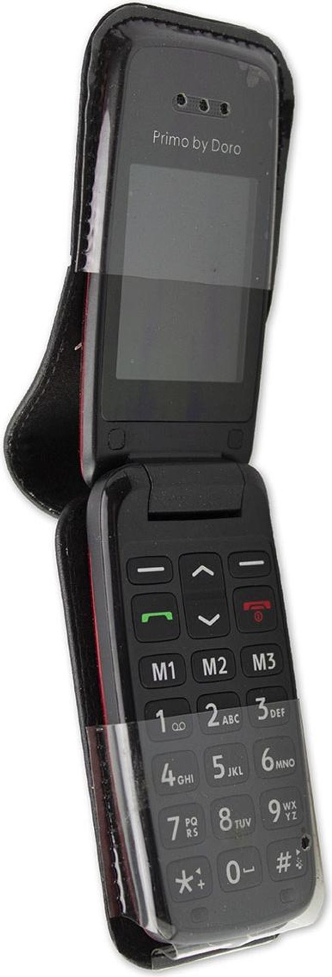 caseroxx Ledertasche mit Gürtelclip kompatibel mit Doro Primo 401 aus Echtleder, Tasche mit Gürtelclip und Sichtfenster  Bild 1