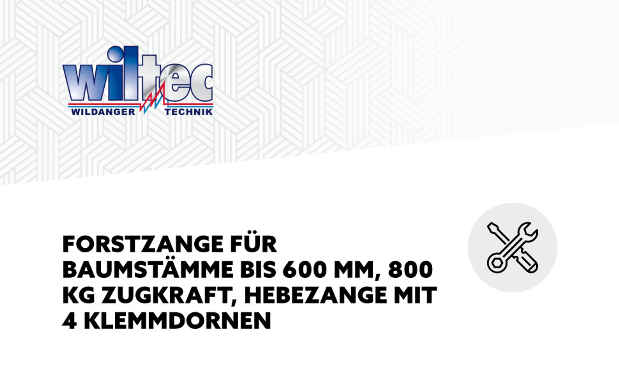 Wiltec Forstzange für Baumstämme bis 600 mm, 800 kg Zugkraft, Holzzange Hebezange Packzange mit 4 Klemmdornen