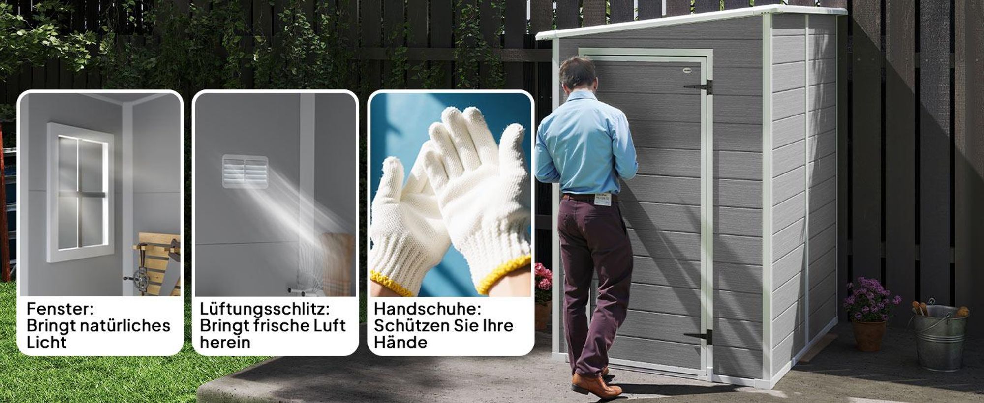Outsunny Gerätehaus 1,54m³, Gartenhaus mit Pultdach, 122 x 149 x 192/177 cm