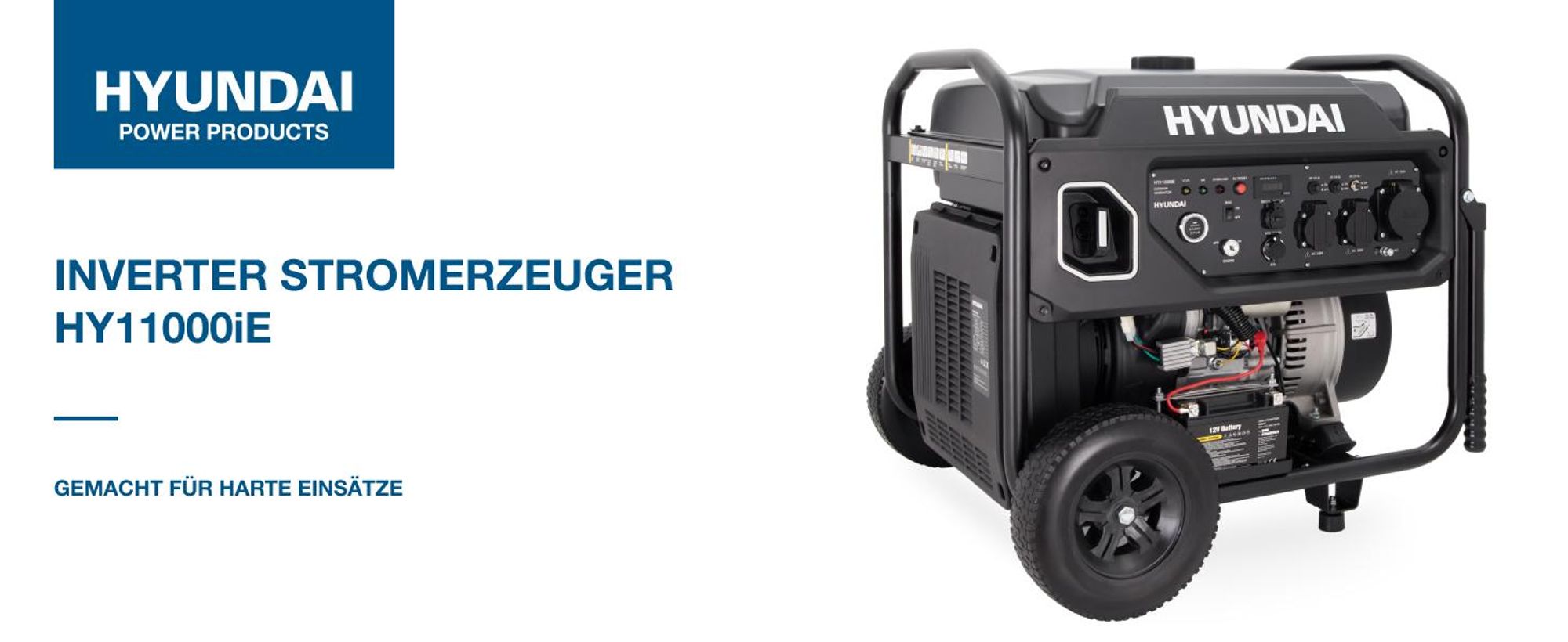 HYUNDAI Benzin Stromerzeuger HY11000iE – 11.0 kW Inverter Generator mit ATS-Anschluss, E-START, Fernbedienung – ideal für Baustelle und als Notstromaggregat