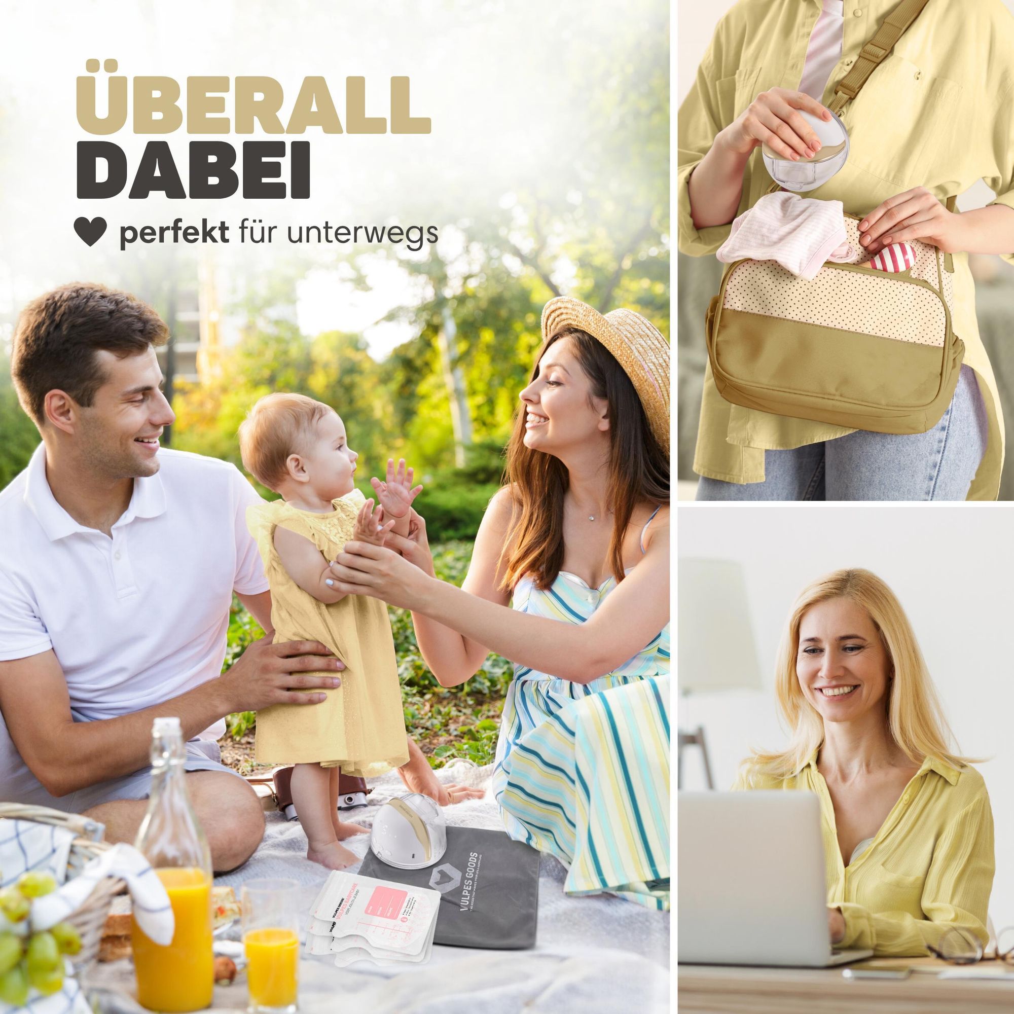 Vulpes Goods® Premium Elektrische Milchpumpe | Freihändige Milchpumpe und Auffangschalen für Muttermilch | Wiederaufladbare Milchpumpe mit Smartphone-