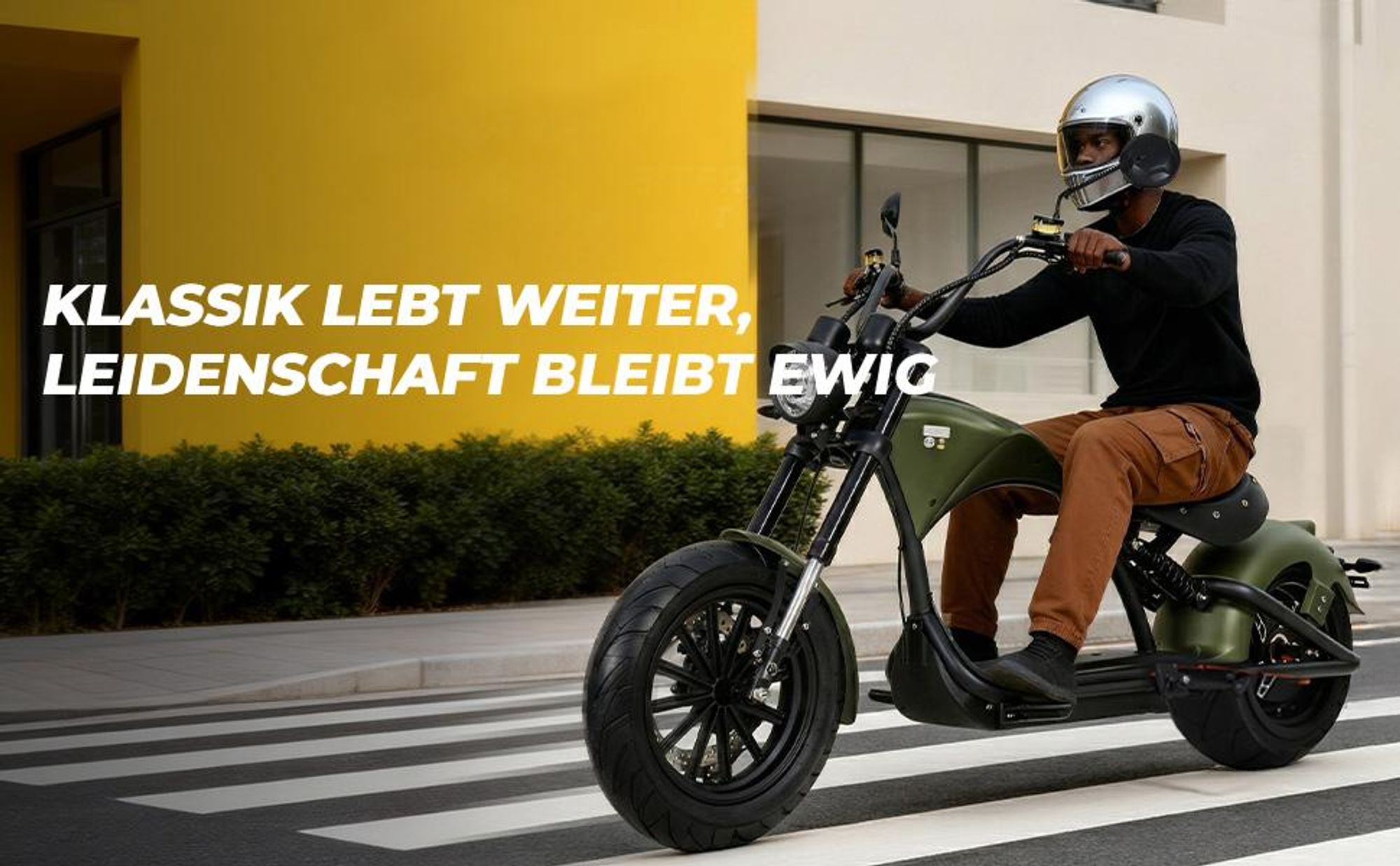 M1P E-Chopper Elektro-Kleinkraftrad 45 km/h, 2000W, 60V 30Ah Lithium-Akku, 80 km Reichweite, Hydraulikbremsen, Federung, abnehmbarer Akku, 200 kg