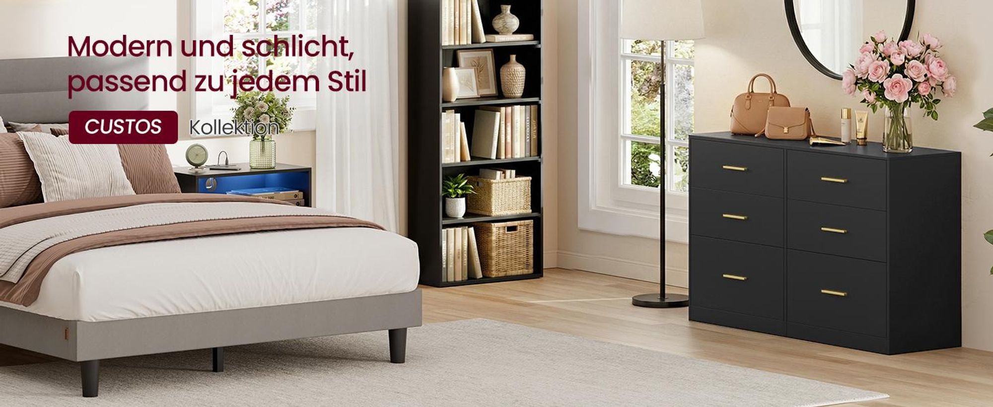 VASAGLE Kommode mit 6 Schubladen, Aufbewahrungsschrank, für Schlafzimmer, Wohnzimmer, 40 x 119 x 78 cm, schwarz
