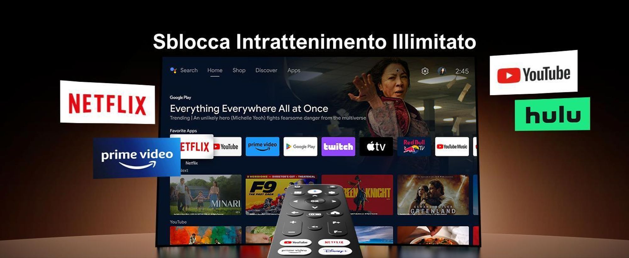 Proiettore ULTIMEA Nova C40 con decodifica 4K e Android TV 11.0 proiettore 1000:1, Dolby Audio, 600 ANSI, HDR10&HLG, con design cardanico a 90° senza supporto