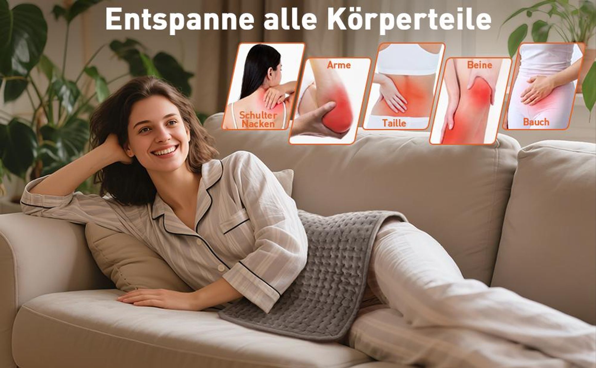 Wärmekissen, Heizkissen, Heizdecke, Rückenwärmer, Schnelle Erwärmung, mit Abschaltautomatik, Waschmaschine, für Rücken, Füße, Nacken, Schultern
