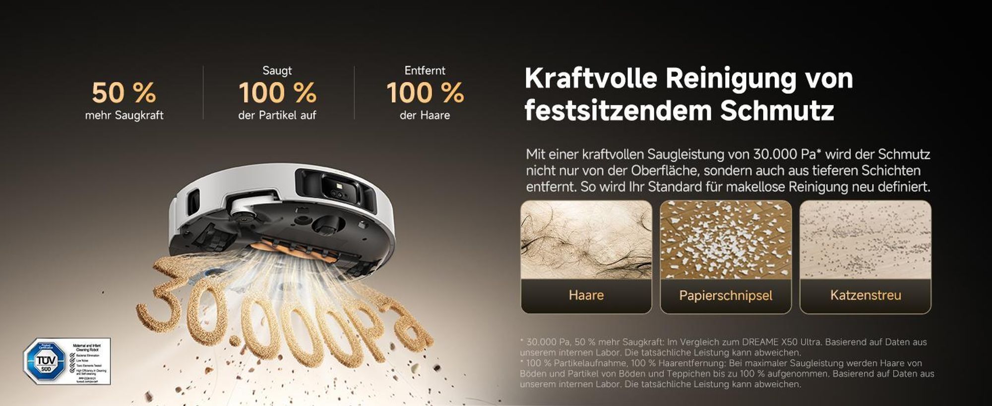 Dreame Matrix 10 Pro Saugroboter mit Wischfunktion,30KPa Saugleistung,AI RGB,3D Laser,100°C Selbstreinigung,0-Tangle System,Mop-Wechselstation,Weiß