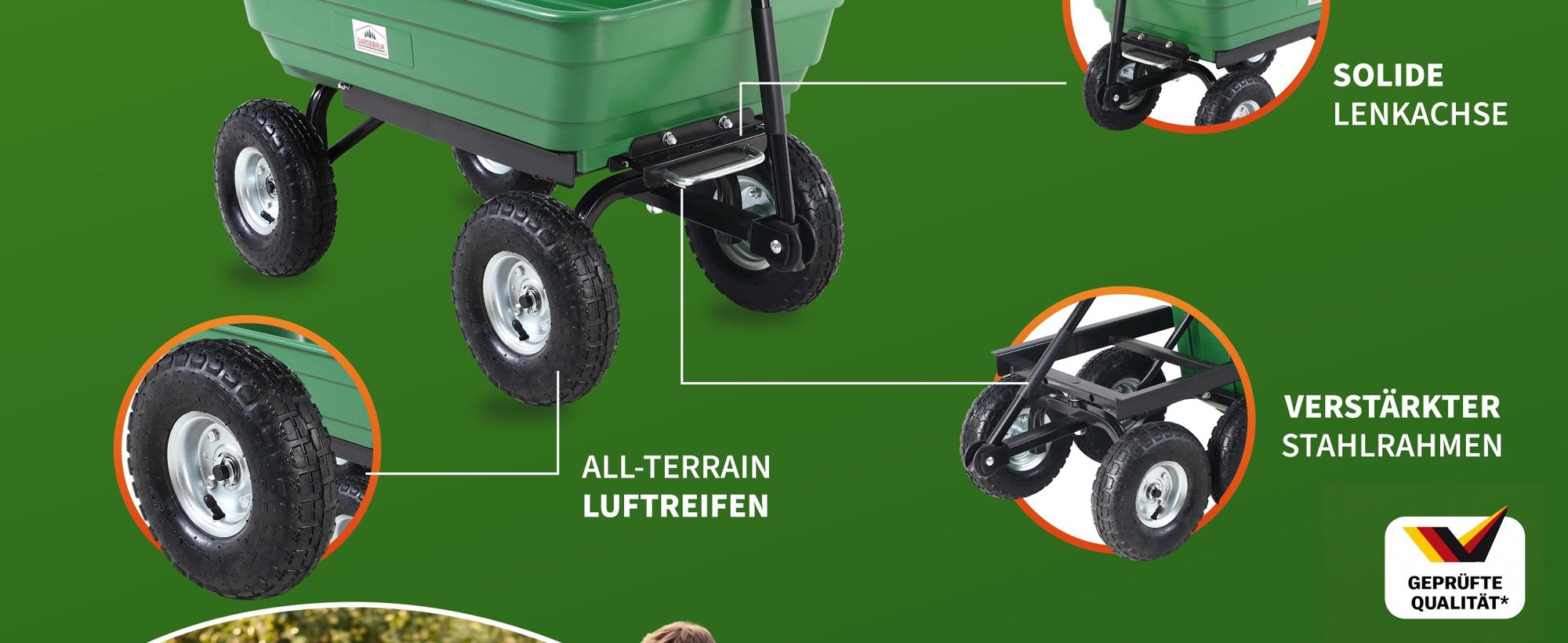 GARDEBRUK® Bollerwagen mit Kippfunktion