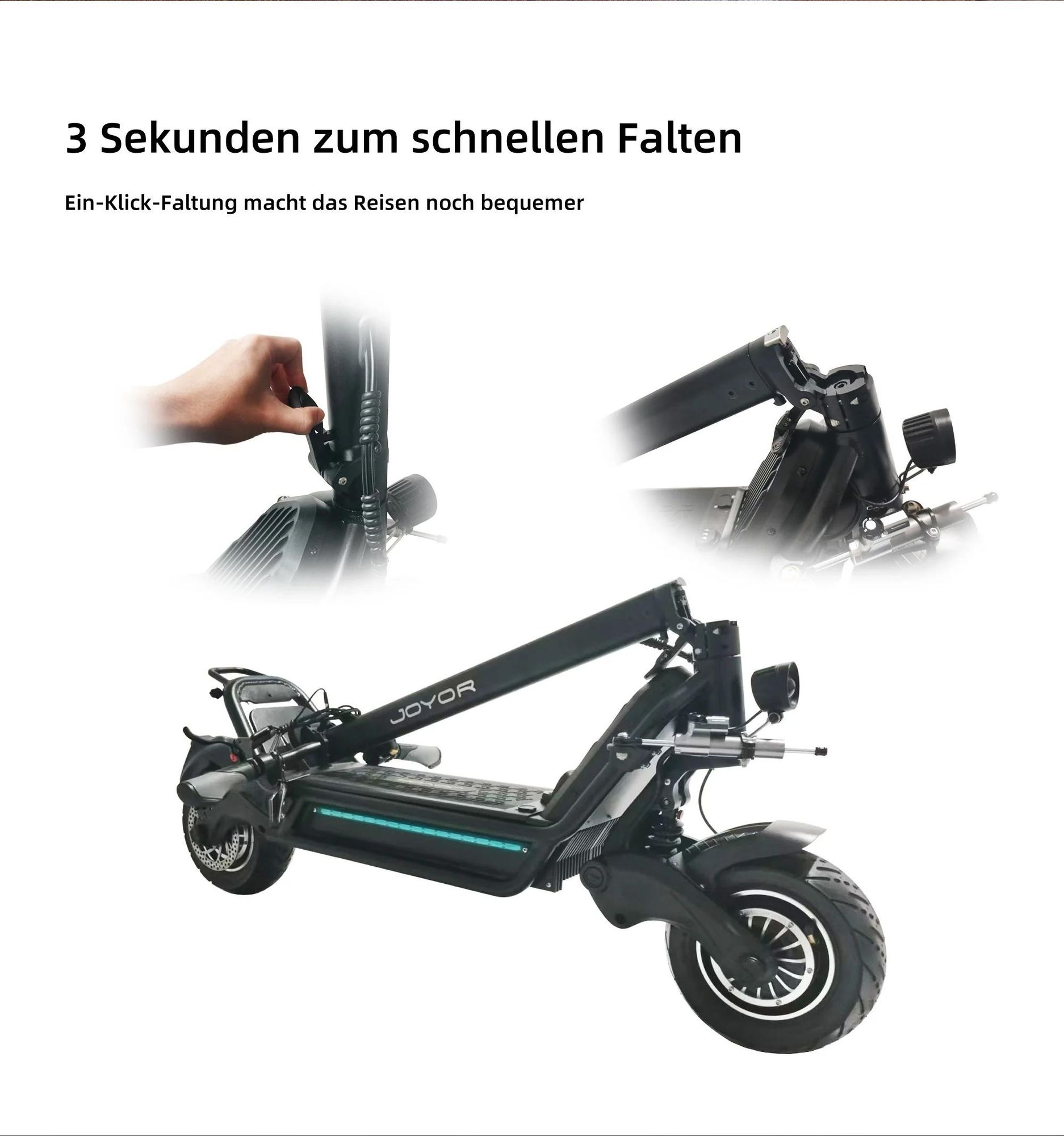 Elektroroller JOYOR E6-S - 1600W*2 Motors 60V31.5AH Batterie 85KM Reichweite Scheibenbremsen - Schwarz