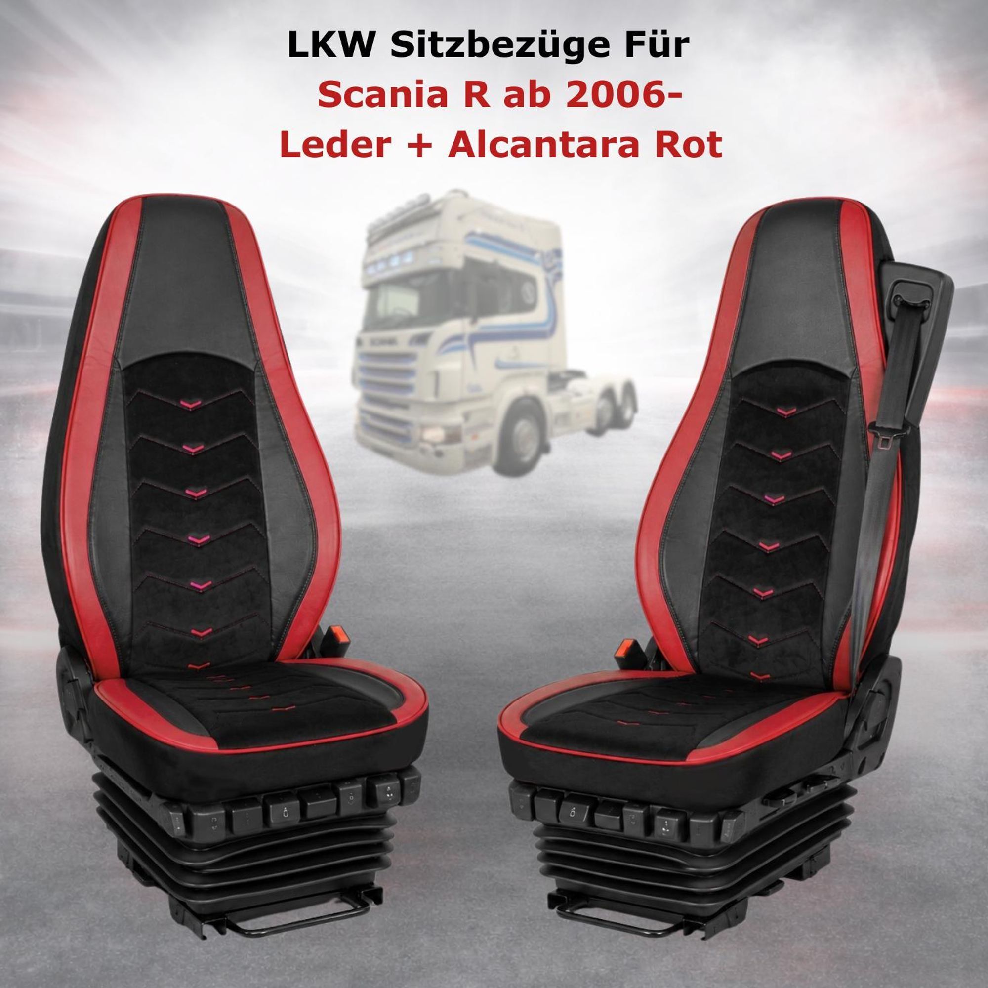 LKW Sitzbezüge Für Scania R Sitzauflagen Schonbe Leder + Alcantara ab 2006-Rot