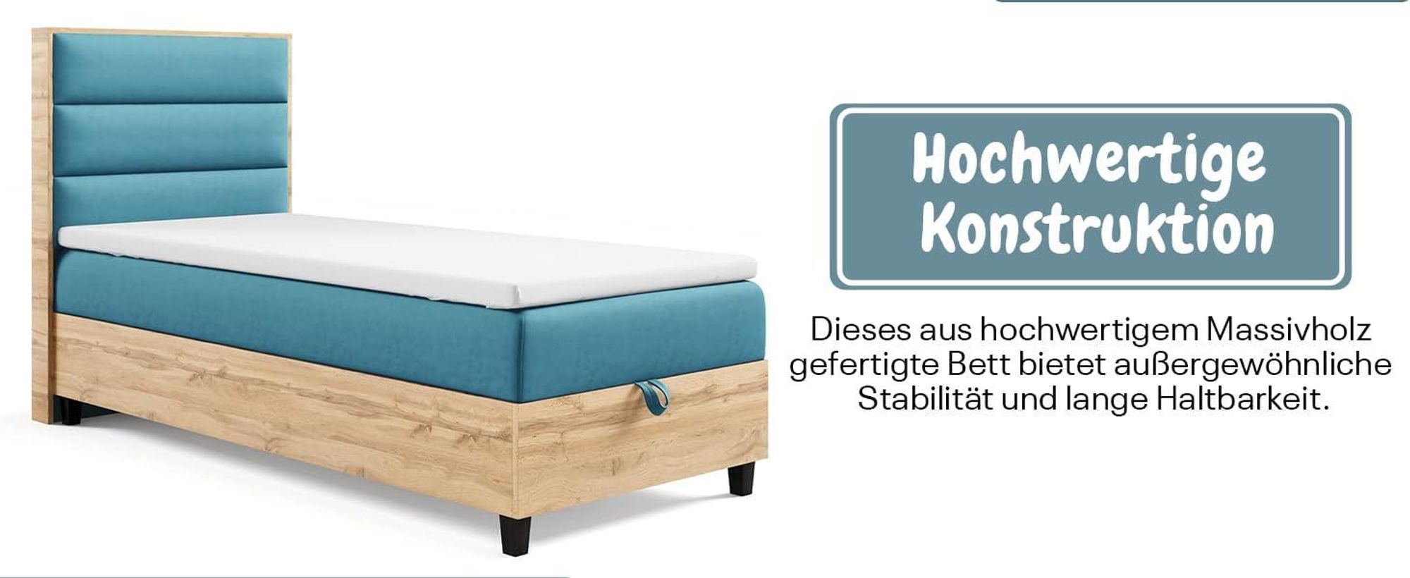 Trinity K-1 Einzelbett 100x200 Mintgrün | Boxspringbett mit Bettkasten | Bonellfederkern & Topper|Polsterbett mit Kopfteil|Lieferung Bordsteinkante