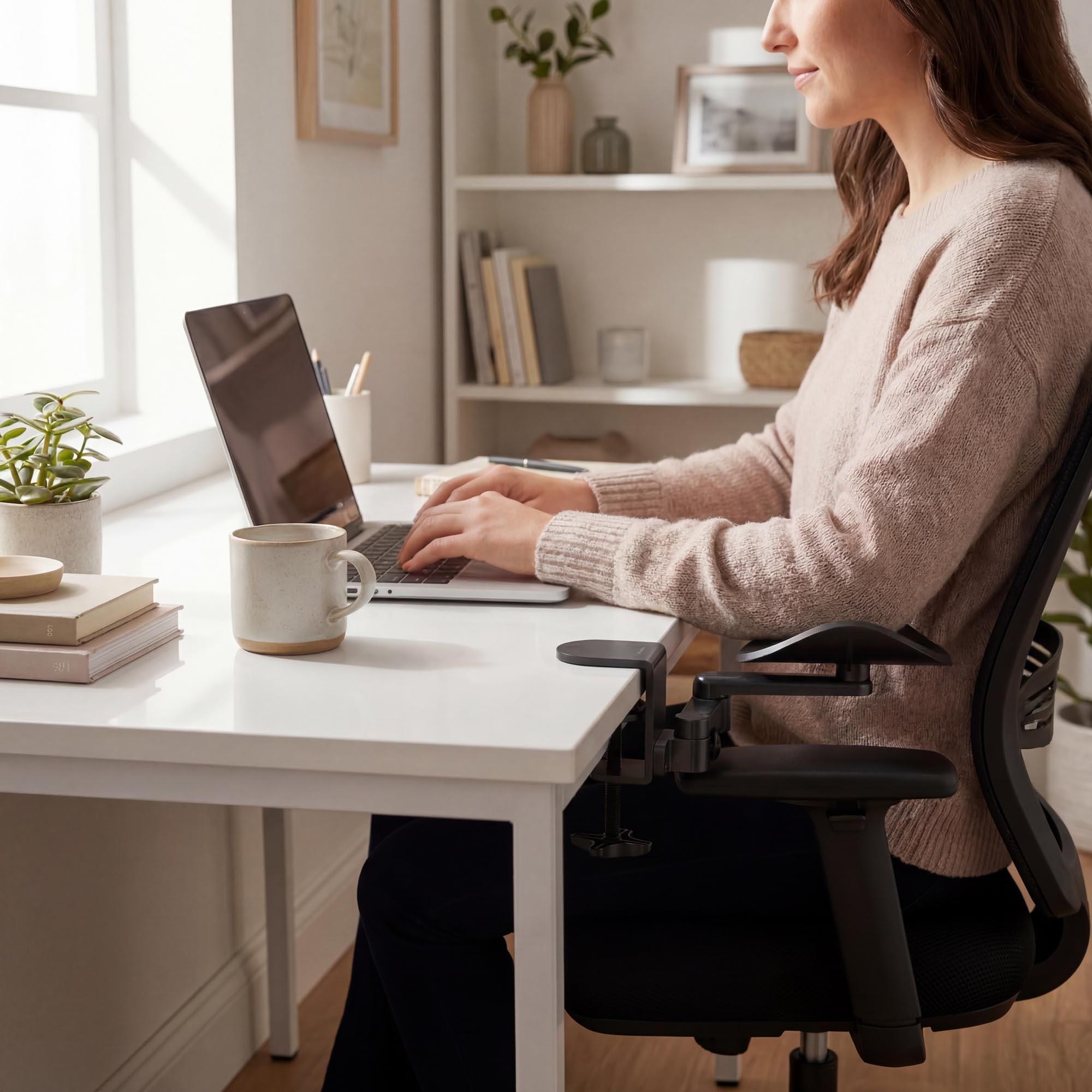 di volio Armauflage Schreibtisch DV-194ODA – ergonomische Ellbogenstütze aus Aluminium, verstellbare Unterarmauflage für Gamer und Büro (Schwarz)