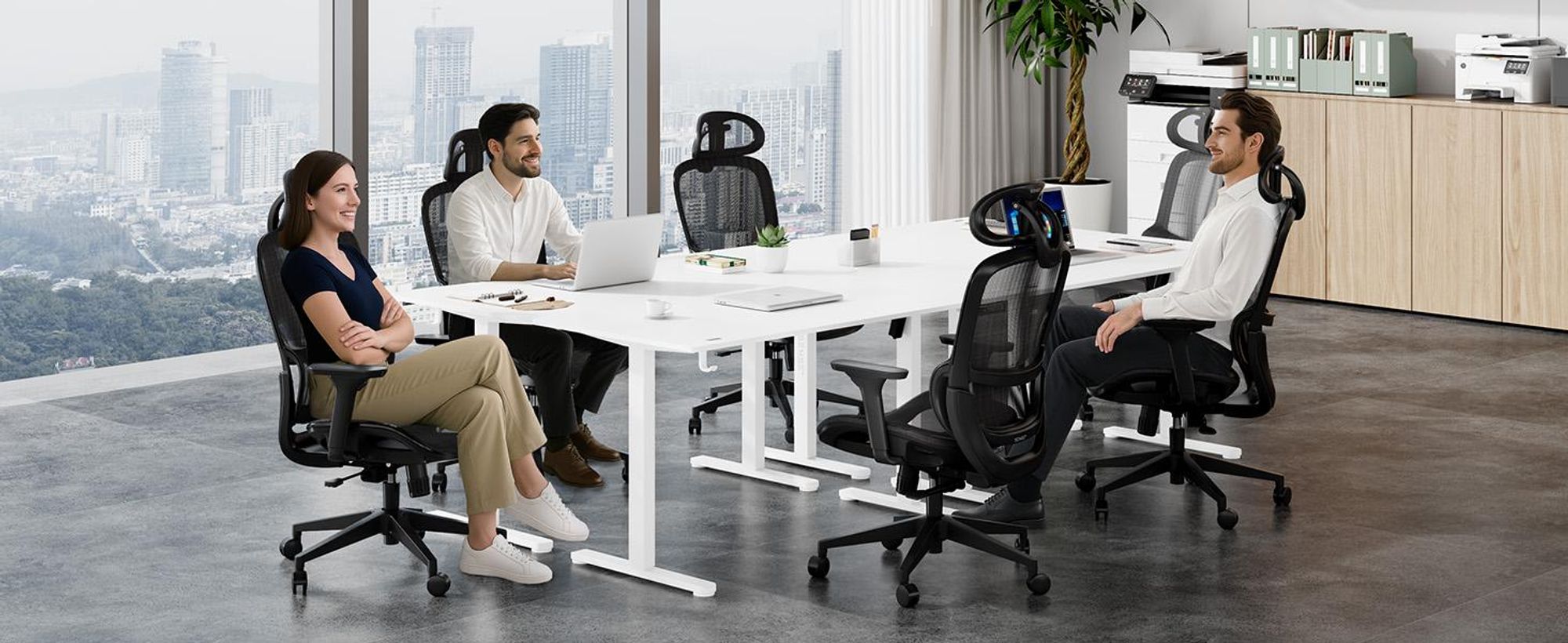 SENSE7 Neyo Ergonomischer Bürostuhl Schreibtischstuhl Schwarz Voll-Mesh 3D-Armlehnen Kopfstütze Synchronmechanik Homeoffice Chefsessel 140 kg