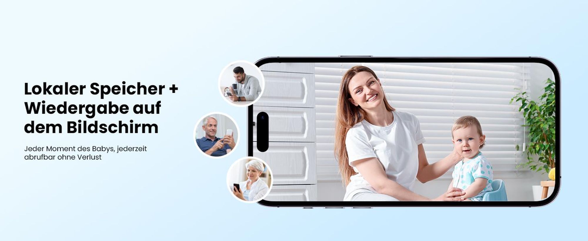 Babyphone mit Kamera und Audio ohne WLAN5 Zoll Display 30h Akkulaufzeit schwenkbar und neigbar 2xZoom Nachtsicht VOX Gegensprechfunktion mit Halterung