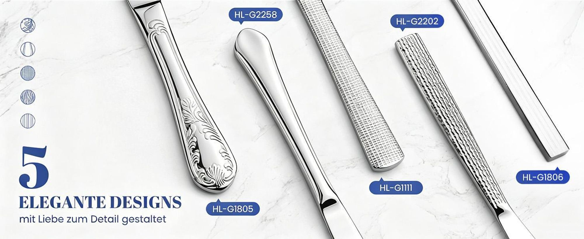 Besteck Set 12 Personen,72-tlg Edelstahl Besteckset,Cutlery Set mit Messer Gabel Löffel,6-tlg Essbesteck HL-G1111