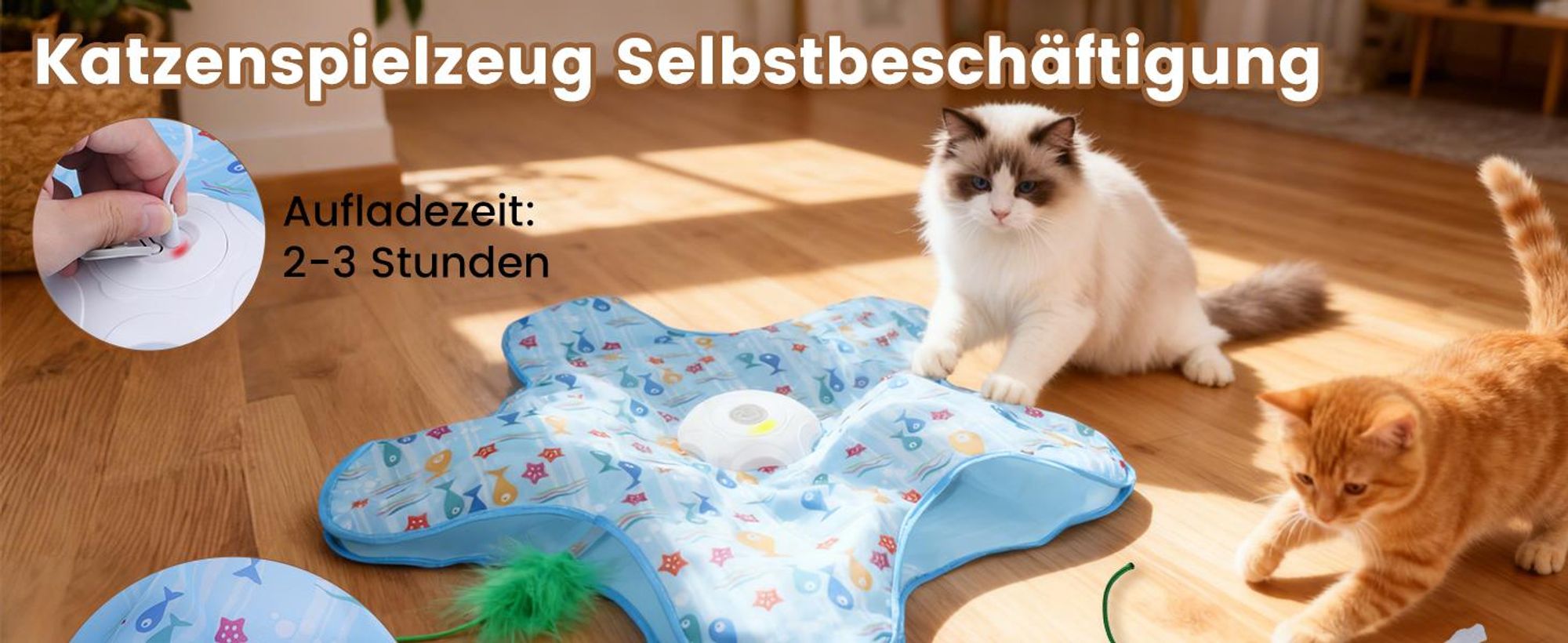 Katzenspielzeug, Elektrisch Interaktives Spielzeug, Selbstbeschäftigung, Versteckspiel, Beweglicher Feder Quietschender Maus, USB Wiederaufladbar