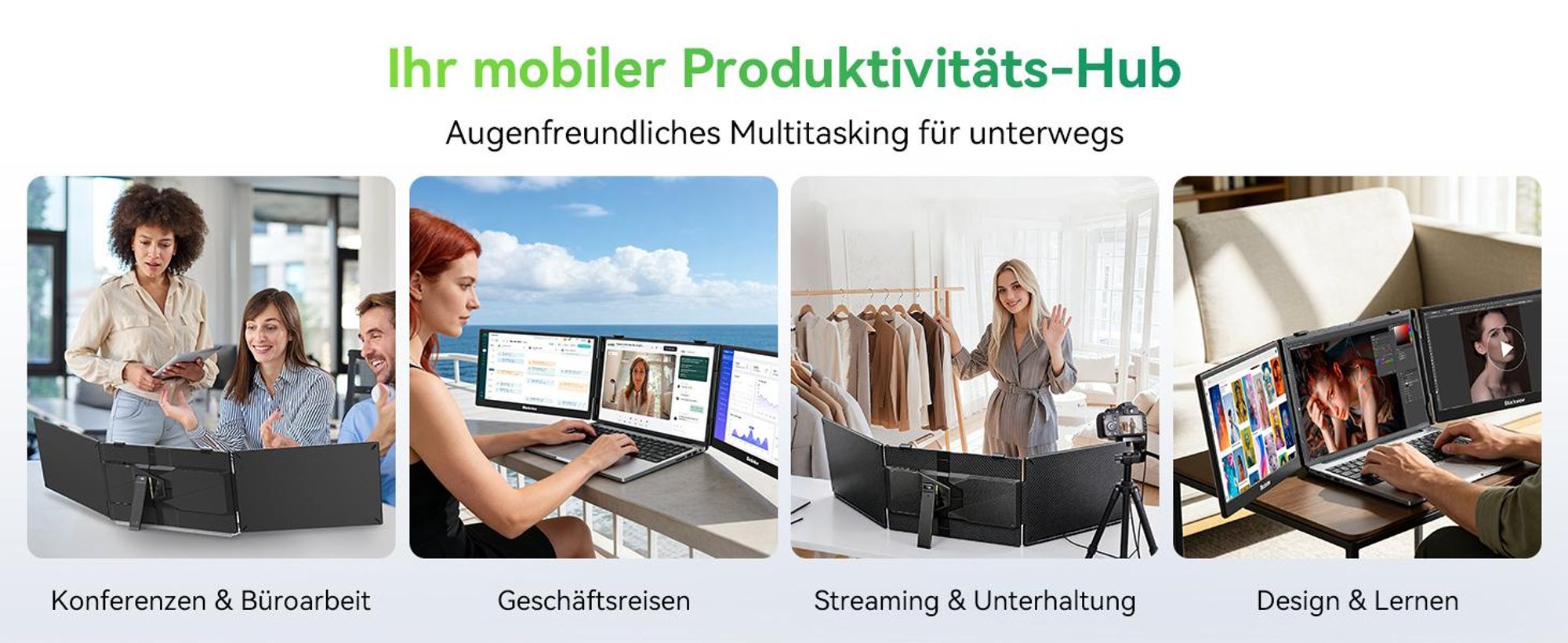 Blackview DCM5 mit Lautsprecher 14" tragbarer monitor, 300 Nits, 100W PD, USB-C HDMI Plug und Play für Laptop/PC/Switch/PS5/MacOS/Windows/Android