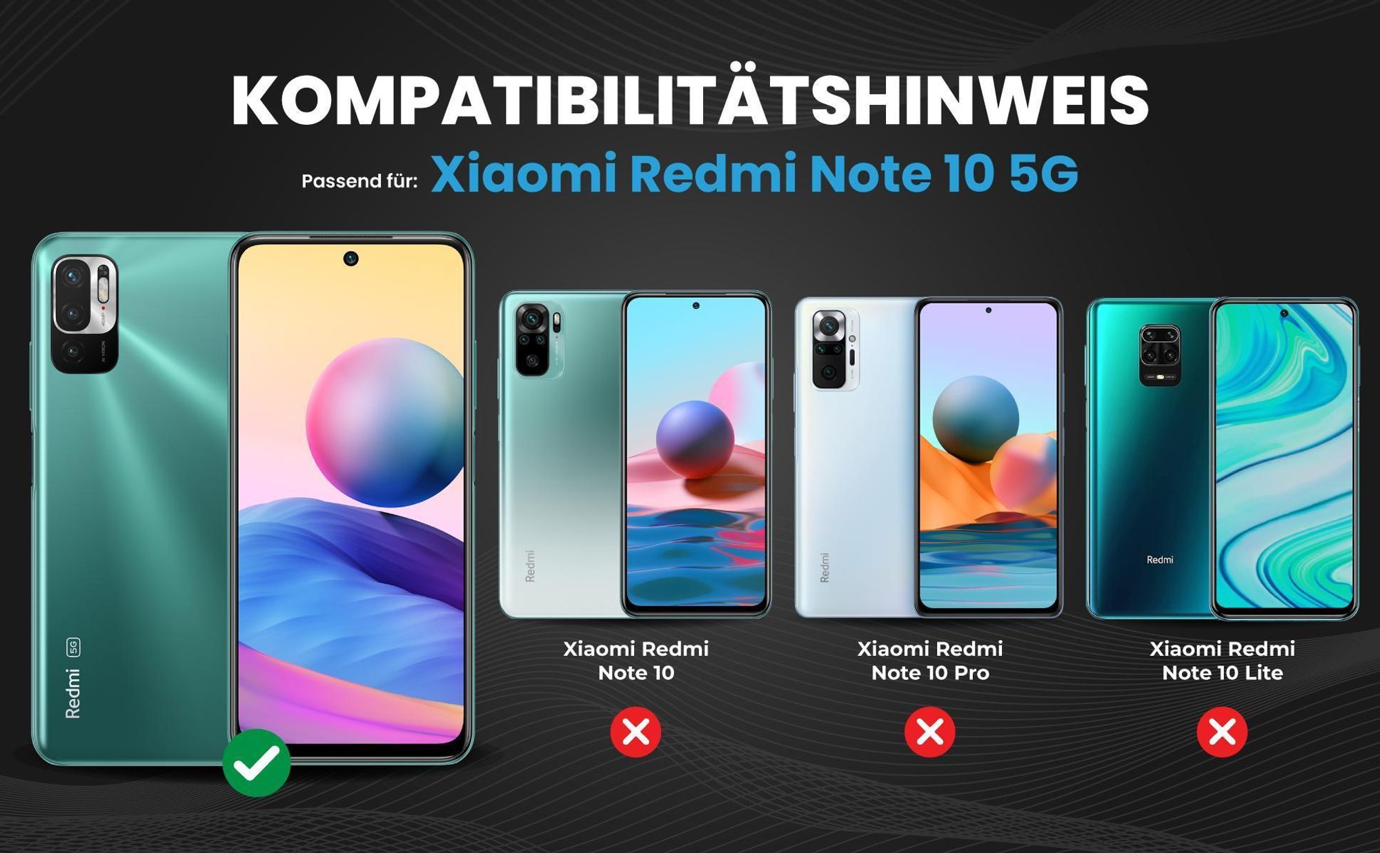Kompatibilitätshinweise Hülle für Xiaomi Redmi Note 10 5G