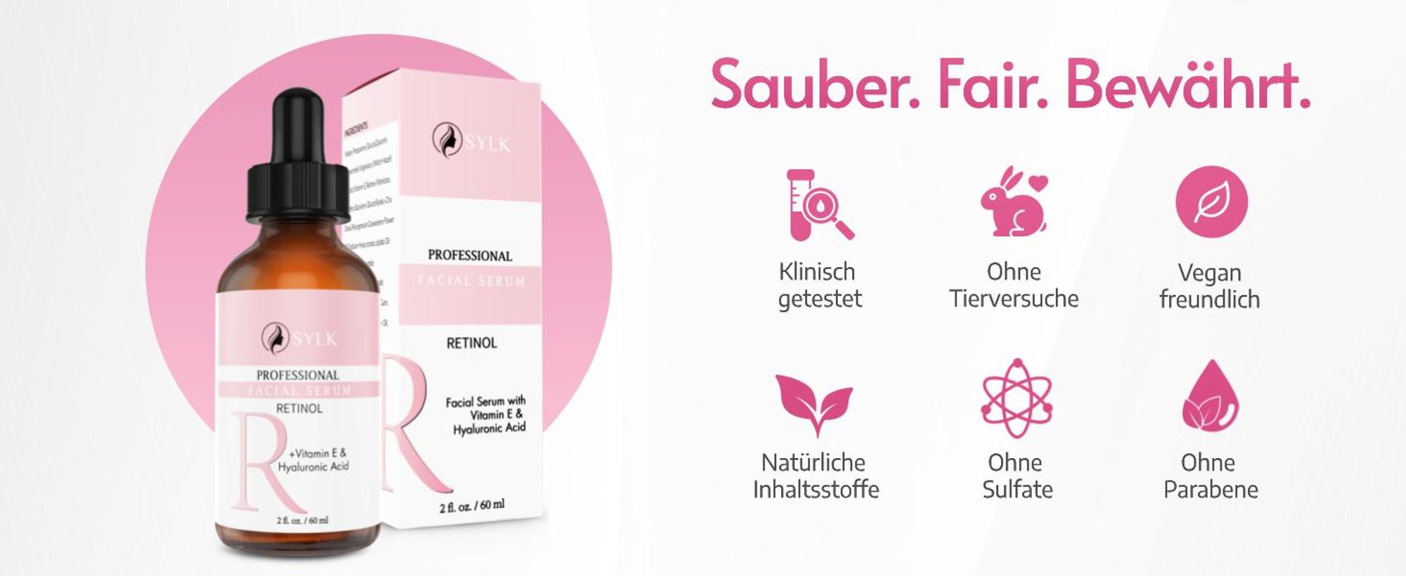 Retinol Gesichtsserum mit Hyaluronsäure Vitamin C Anti Aging & Anti Falten 60ml