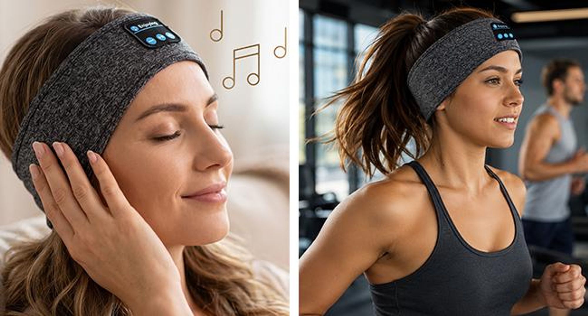 KRUMAD Schlafkopfhörer Bluetooth 5.3, Kopfhörer Stirnband für Seitenschläfer, kabellose Stereo Kopfhörer mit Lautsprechern, Musik und Schlaf