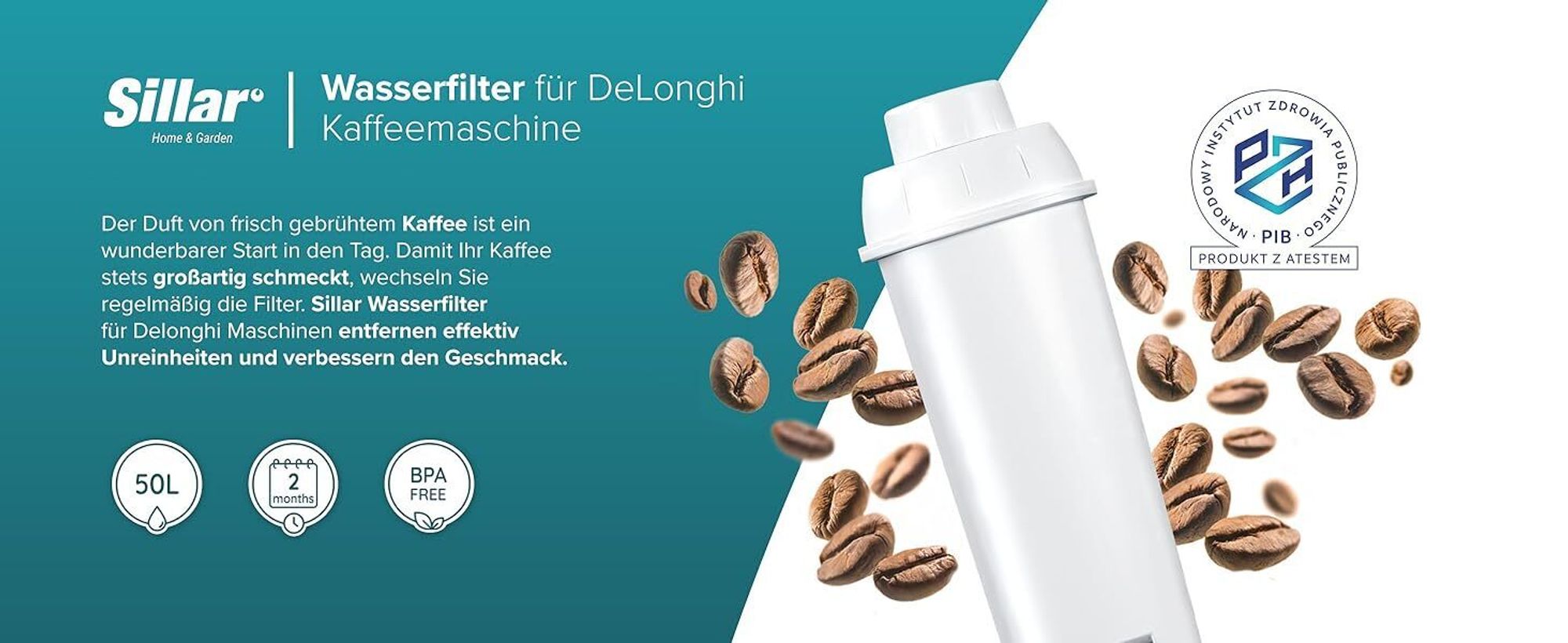 Sillar Wasserfilter für Kaffeevollautomat 3er Set – Ersatz für De’Longhi DLS-C002, SER3017