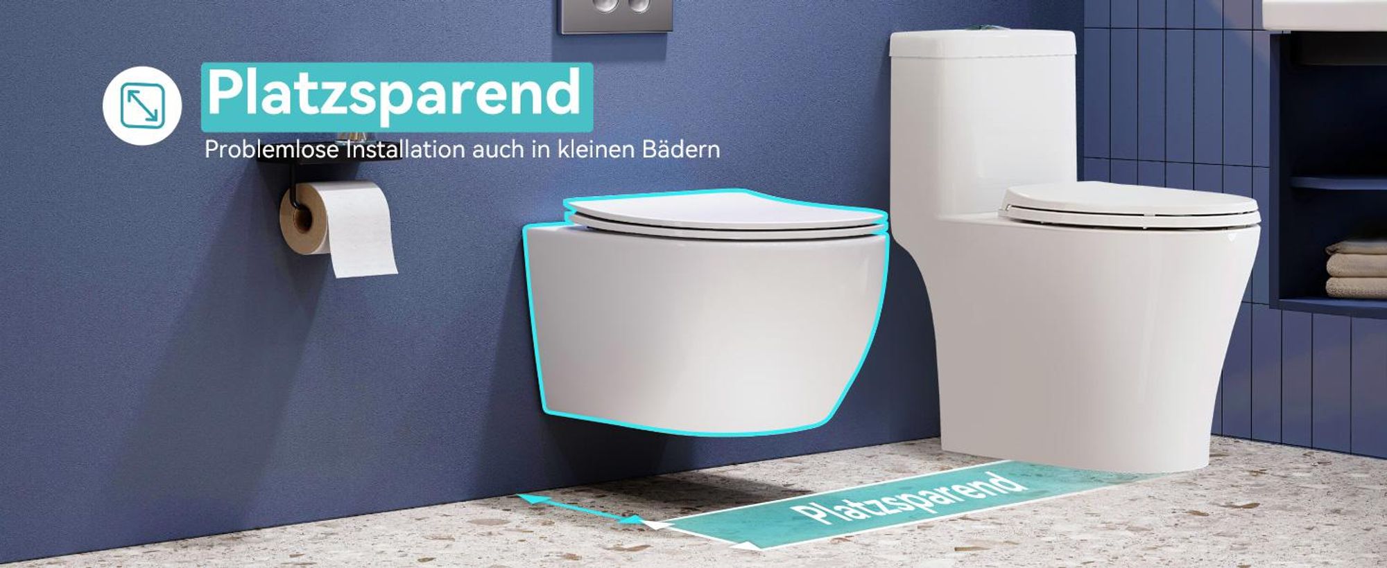 Platzsparend Toilette