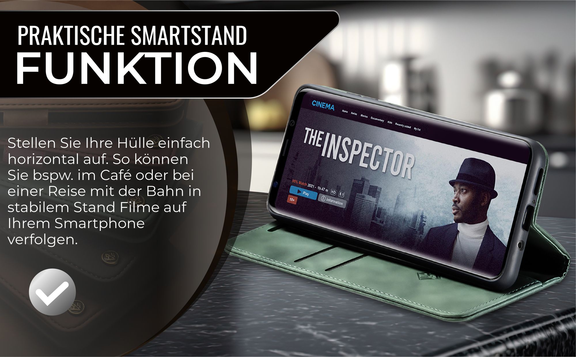 Hülle für Samsung Galaxy S9+ mit praktischer Aufstellmodus für Videostreaming