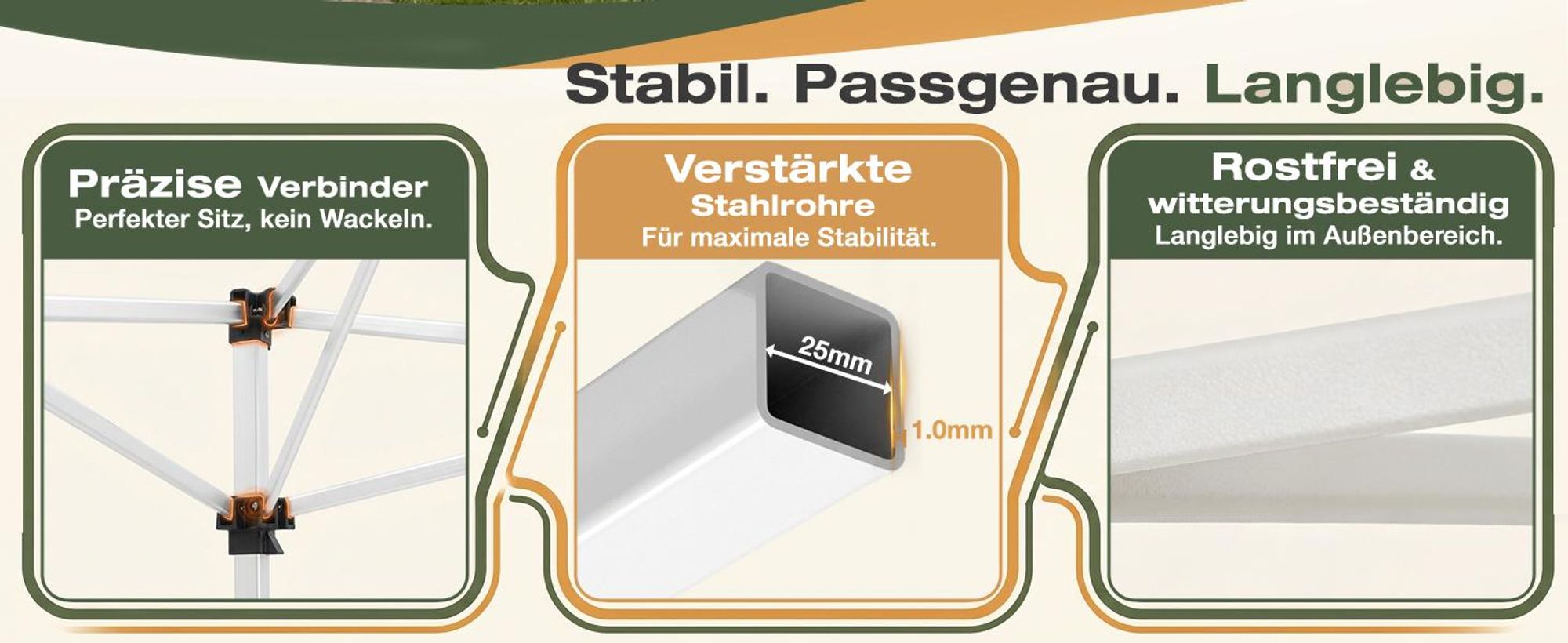 Sekey Faltpavillon 3x3 m, wasserdicht, UV-Schutz 50+, belüftet, 3 Höhen, stabil & windfest