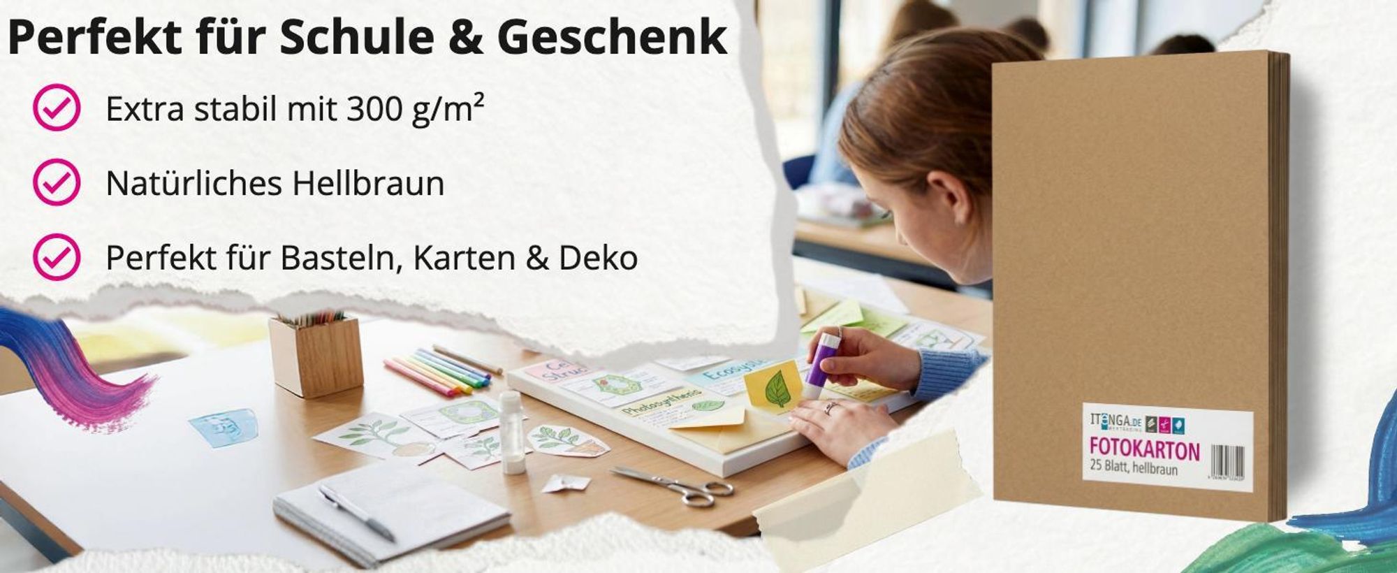 itenga Fotokarton - A4 300 g/qm hellbraun 25 Blatt