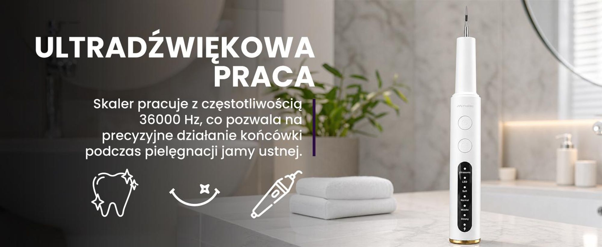 Skaler Ultradźwiękowy Dentystyczny do Zębów Usuwanie Kamienia LED 4 Tryby Toothie X100