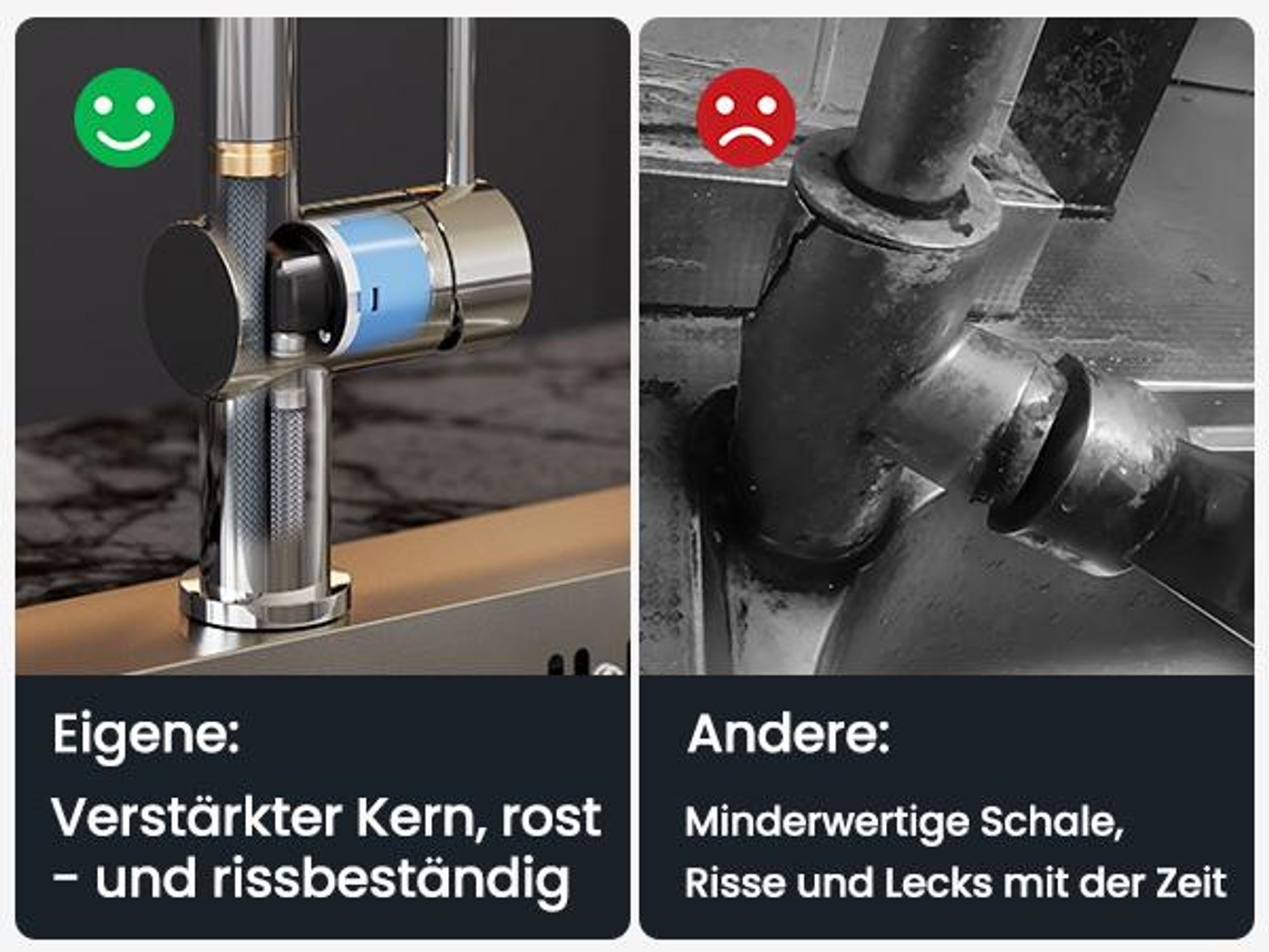 CECIPA Küchenarmatur Ausziehbar, Küchenhahn mit Dusche, Hochdruck Mischbatterie 2 Strahlarten, Edelstahl 360° drehbar für Ein- & Doppelspüle