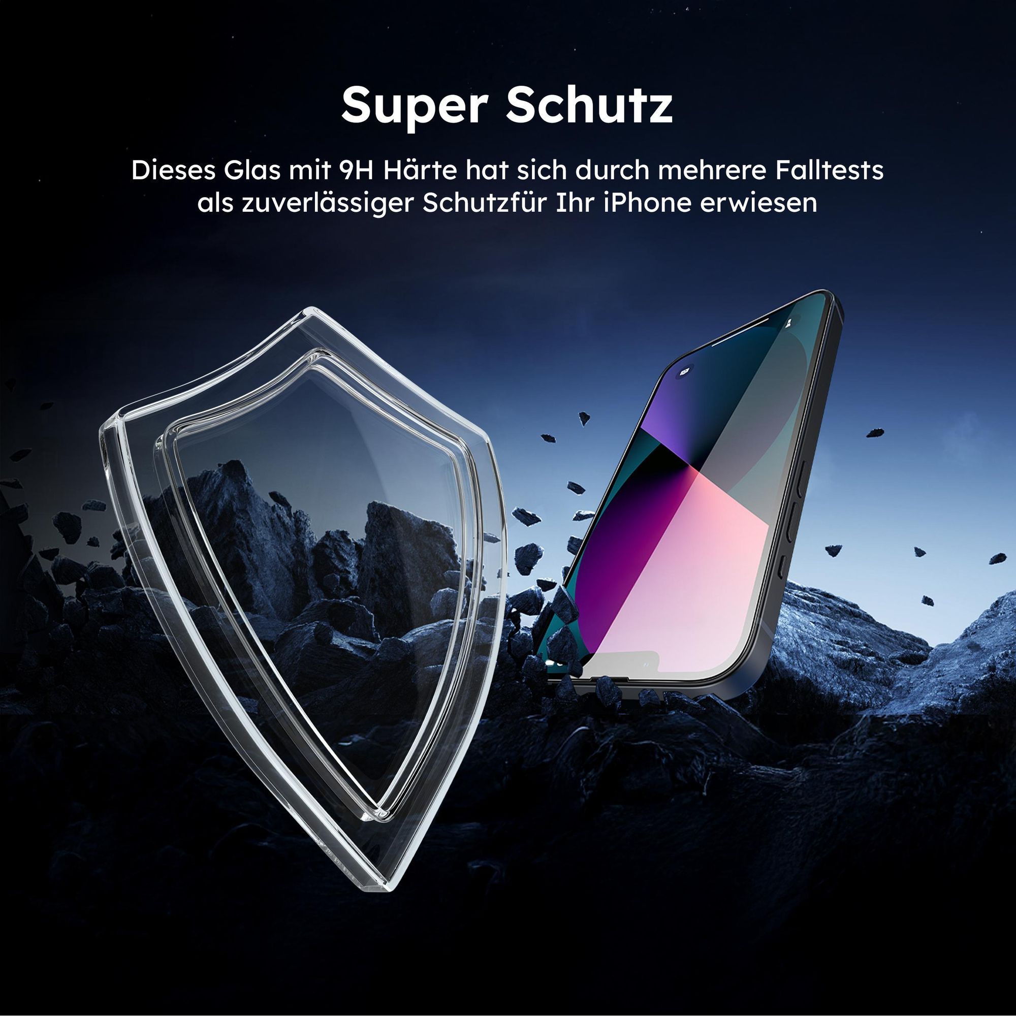 alkaya. iPhone 13 Mini Displayschutzglas, Panzerglas, Schutzfolie - Transparent