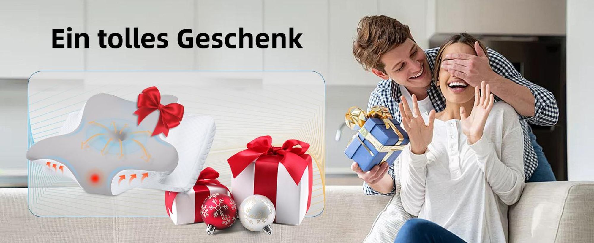 Nackenkissen, Orthopädisches Kopfkissen aus Memory Foam, Ergonomisches Kopfkissen, Gegen Nackenschmerzen, Seitenschläfer Rückenschläfer