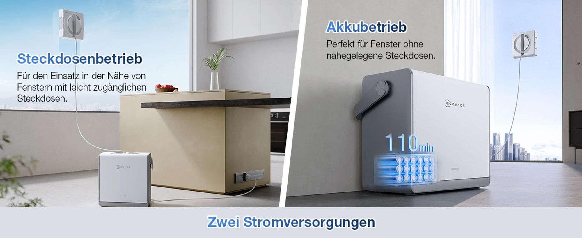 ECOVACS WINBOT ‎W2 PRO Omni Fensterputzroboter mit 6-in-1 Multifunktionsstation,Aufladen im Betrieb, 3-Düsen-Sprühkopf, 12-Stufen-Schutz