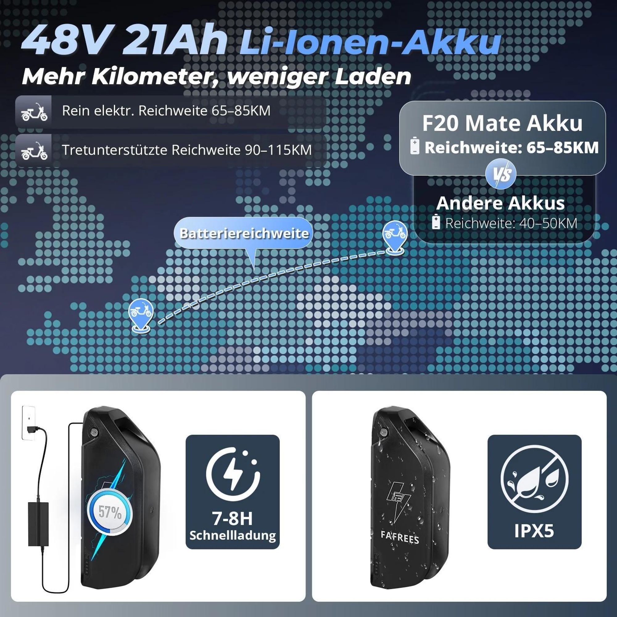 FAFREES F20 Mate E-bike- Akku 48V21AH 20-Zoll-Rädern Hydraulische Bremsen - Grau