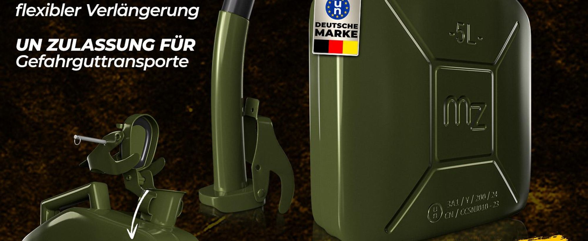 MONZANA® Benzinkanister 5L Metall mit Ausgießer UN-Zulassung Diesel Kraftstoffkanister Metallkanister Reservekanister