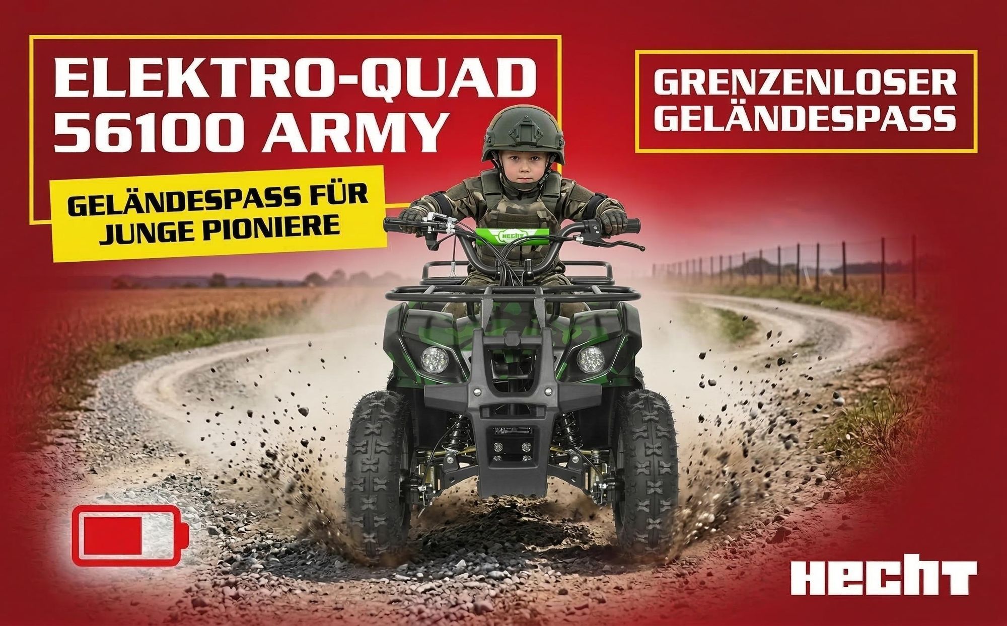 HECHT 56100 Kinder Elektro Quad bis 25km/h 1000W bis 65kg Tragkraft 36V 12Ah Akku 8-15h Ladezeit