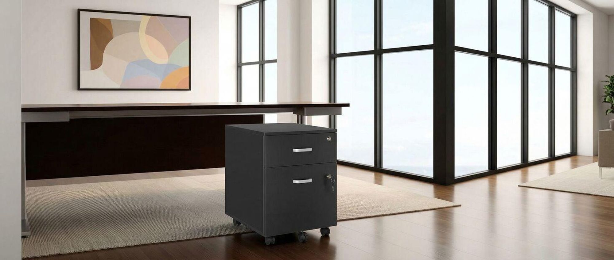 tectake® Rollcontainer Vagur mit 2 Schubladen für Dokumente im A4 Format 40 x 44 x 54,5 cm