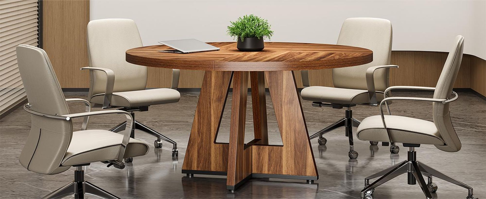 Tribesigns Farmhouse Esstisch, 120 cm Runder Esstisch für 4, Runder Esstisch für Zuhause Esszimmer Wohnzimmer (Braun)