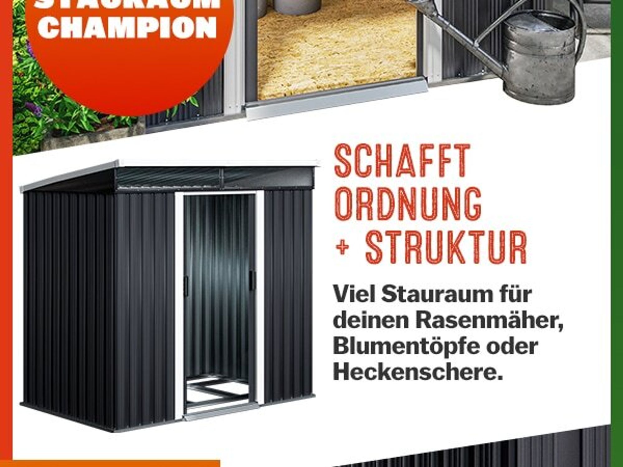 GARDEBRUK® L Metall Gerätehaus 2m² mit Fundament 200x125x180cm 2 Fenster Anthrazit Geräteschuppen Gartenhaus 4m³