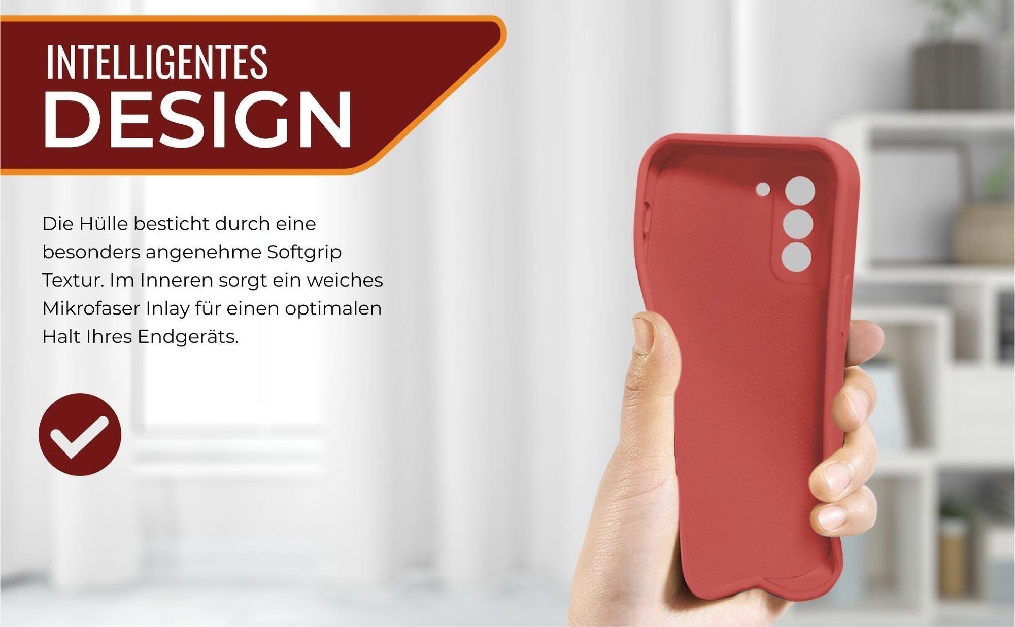 Slimcover in Rot für Samsung Galaxy S21 mit Mikrofraser Inlay