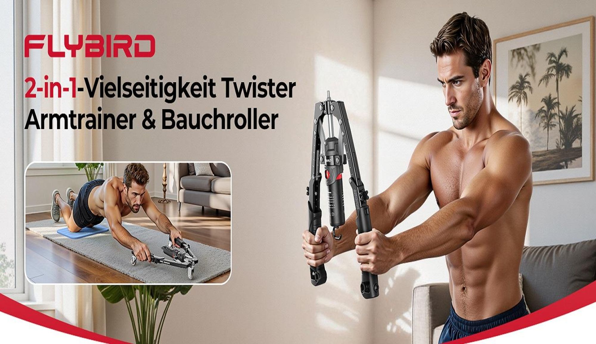 FLYBIRD 3-in-1 Gerät Arm-Twister Trainingsgerät, Widerstand 10–200 KG Brust & Core Training, Verstellbarer, Rucksack & Knieschoner