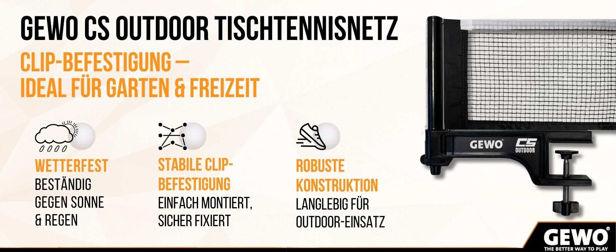 GEWO Tischtennisnetz Outdoor, Tischtennis Netz, Netz für Tischtennisplatte