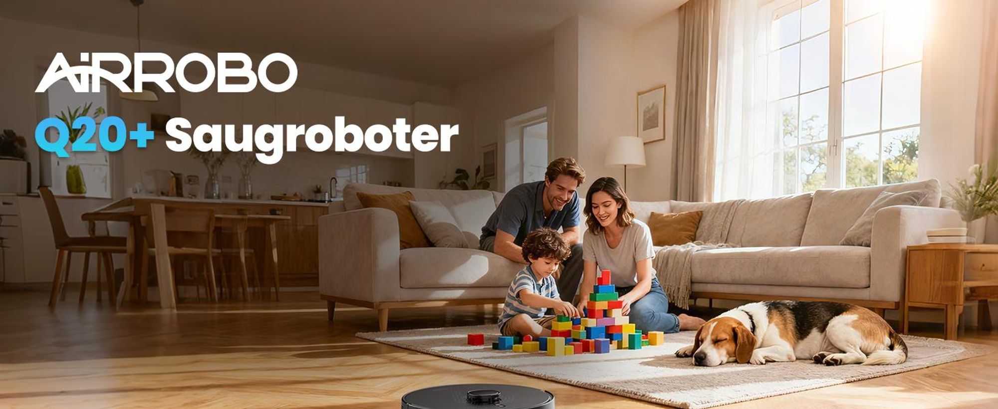 AIRROBO Q20+ Saugroboter mit Wischfunktion, Intelligente Lidar Navigation & Mapping Staubsauger Roboter, 8000 Pa Saugkraft, 150 Minuten Laufen