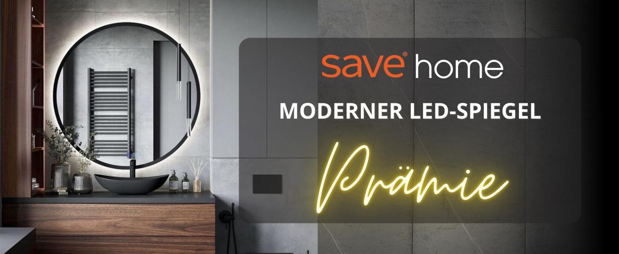 LED Badezimmerspiegel Rund 80 cm – Badspiegel mit LED Beleuchtung, Touch-Schalter, Anti-Beschlag, 3 Lichtfarben, Schwarzer Rahmen – SAVE HOME