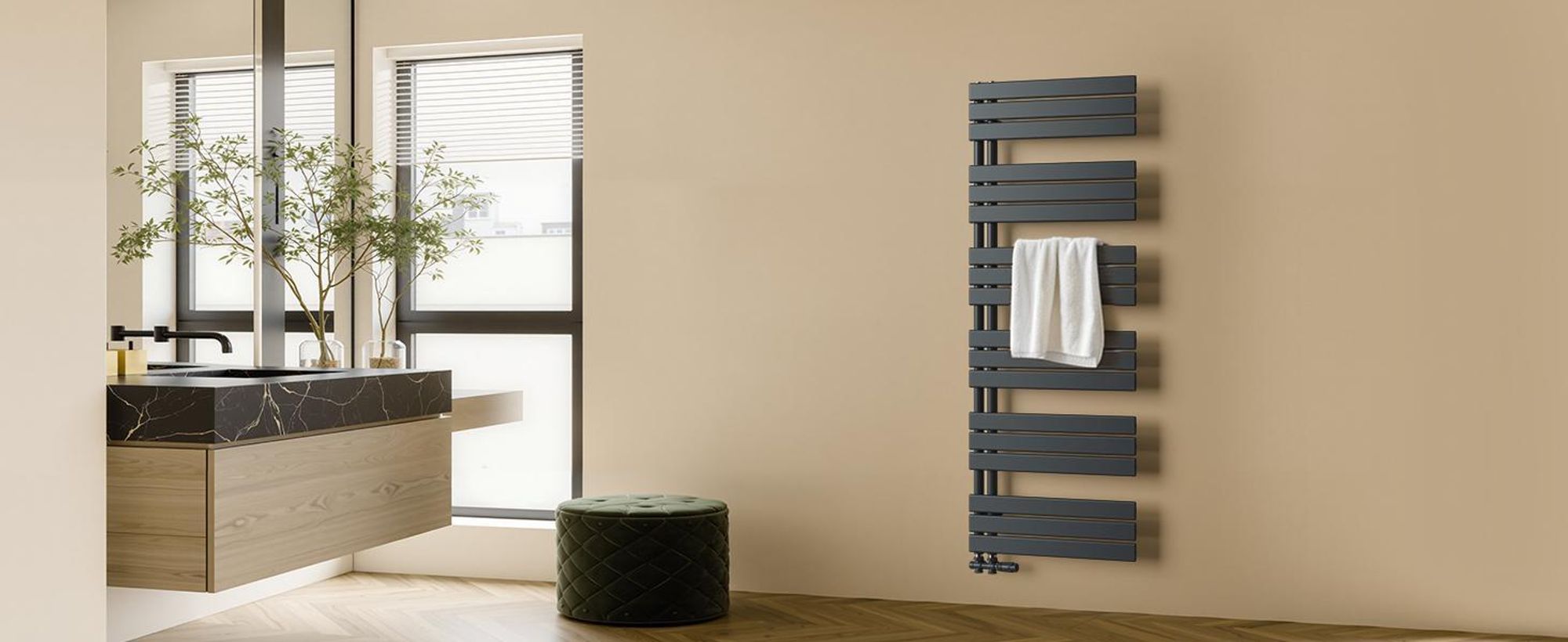S'AFIELINA 1320x500mm designerski grzejnik łazienkowy grzejnik ręcznikowy płaski panel boczne podłączenie grzejnik do łazienki suszarka na ręczniki antracyt 661 Watt
