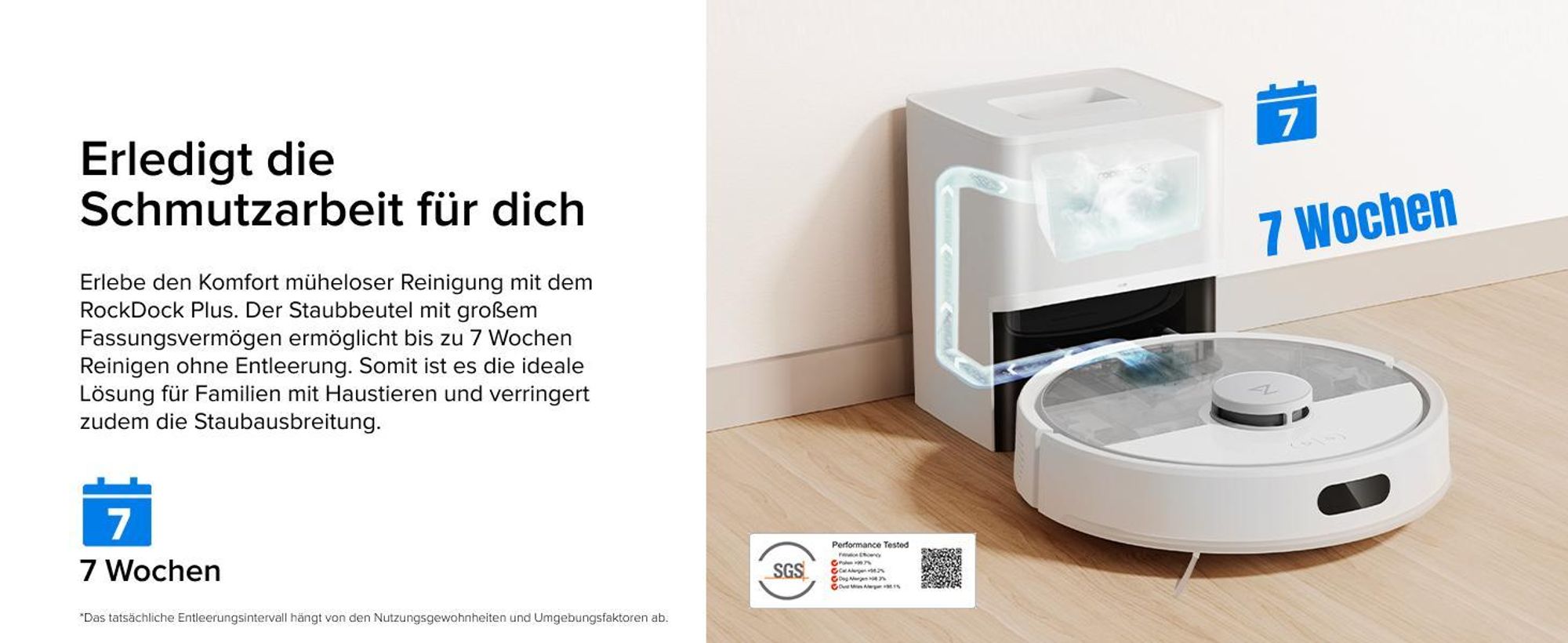 Roborock Q7 BF+ Staubsauger Roboter 8000 Pa(Upgrade von Q7 max+/Q5 Pro+/Q5 Max), Dual Anti-Tangle-System, PreciSense® LiDAR-Navigation, Weiß