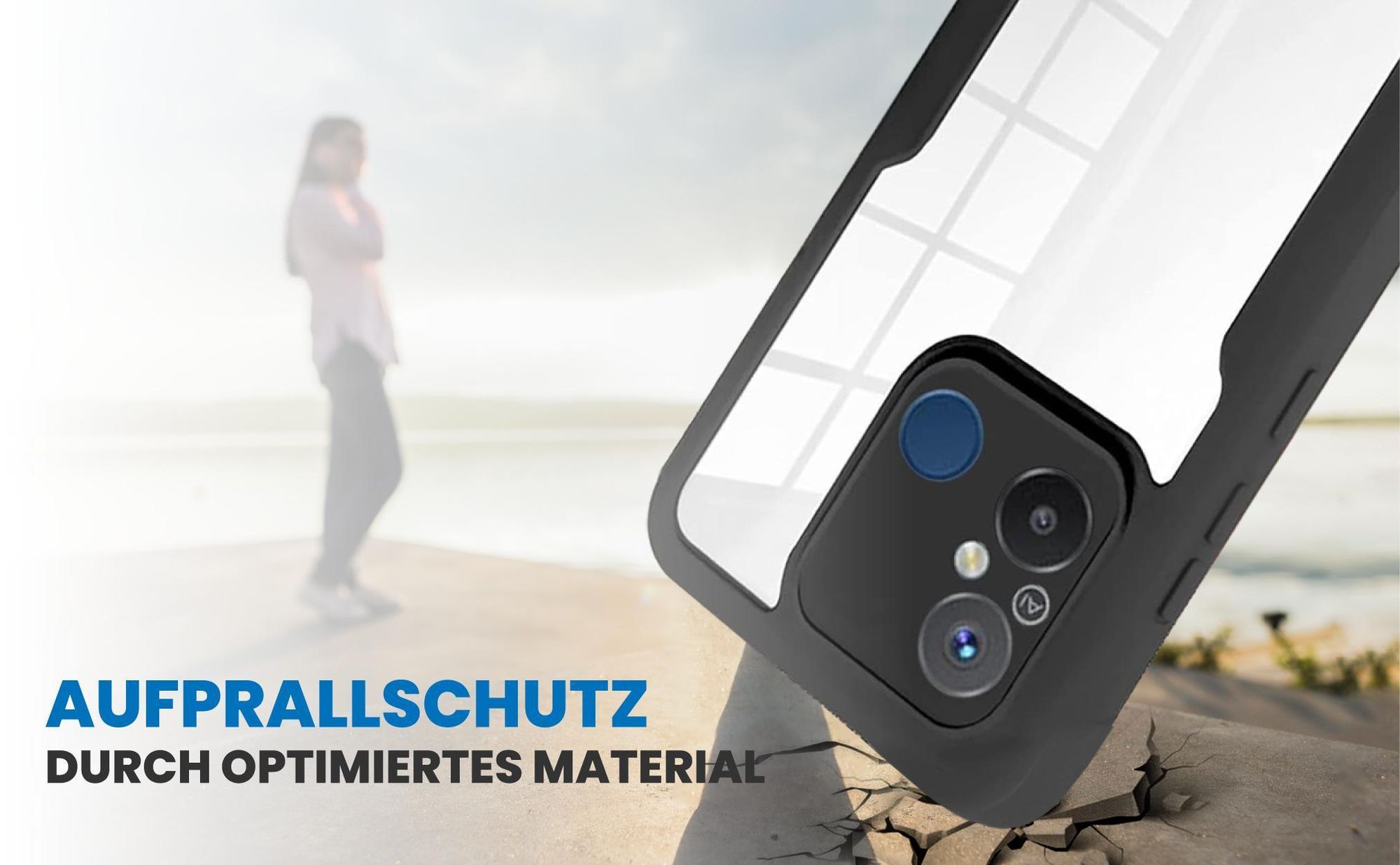 Schwarzes Front Back Cover für Xiaomi Redmi 12C mit Aufprallschutz