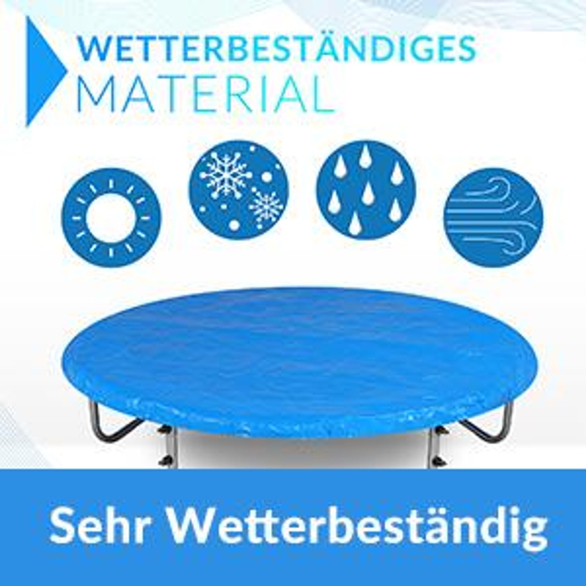 MONZANA® Trampolin Abdeckung Ø 366 cm blau reißfest UV-beständig Wetterschutzplane Trampolinschutz Abdeckplane Regenabdeckung