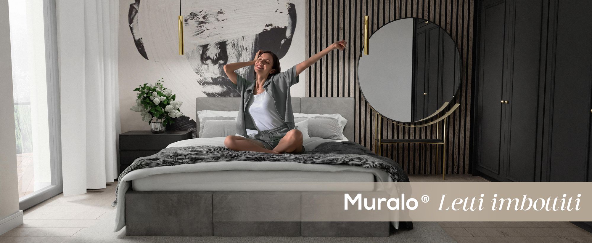 Muralo Letto imbottito per camera da letto Letto in tessuto Letto con contenitore Letto con rete e molla a gas Letto matrimoniale 140x200 Letto con contenitore Grigio